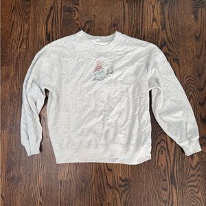 Hollister Light Gray Sweatshirt with Bear Graphic
